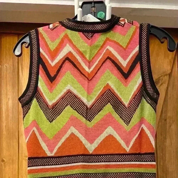 M Missoni Ladies Knit Sleeveless Dress W/Band Collar- Asymmetrical Hem Size 40 - Picture 10 of 11